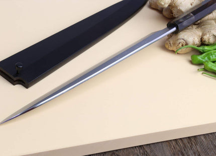 Yoshihiro Suminagashi Blue Steel #1 Yanagi Sushi Sashimi Japanese Knife Ebony Handle