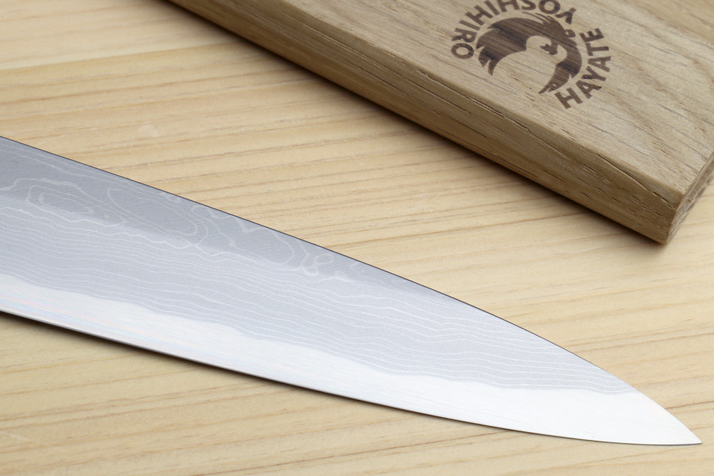 Yoshihiro Suminagashi Blue Steel #1 Yanagi Sushi Sashimi Japanese Knife Ebony Handle