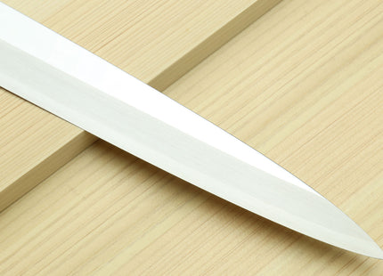 Yoshihiro SVG-10 Semi-Stainless Steel Mirror Finished Yanagi Sushi Sashimi Japanese Knife Ebony Handle with Sterling Silver Ring