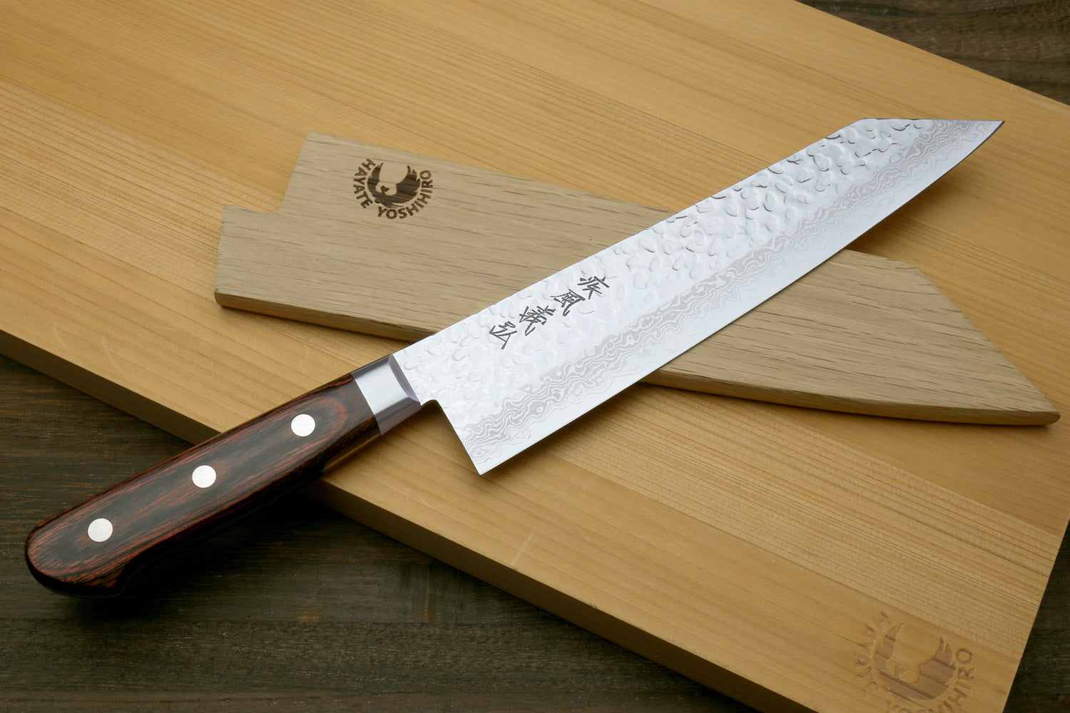 Yoshihiro VG-10 16 Layer Hammered Damascus Stainless Steel Kiritsuke Multipurpose knife 8.25"