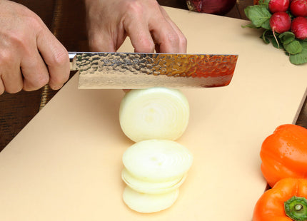 Yoshihiro VG-10 16 Layer Hammered Damascus Stainless Steel Nakiri and Petty Knife Set