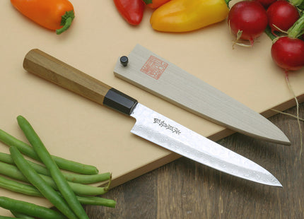 Yoshihiro VG-10 46 Layers Damascus Petty Utility Japanese Chef Knife (6" (150mm)) (Ambrosia Handle)