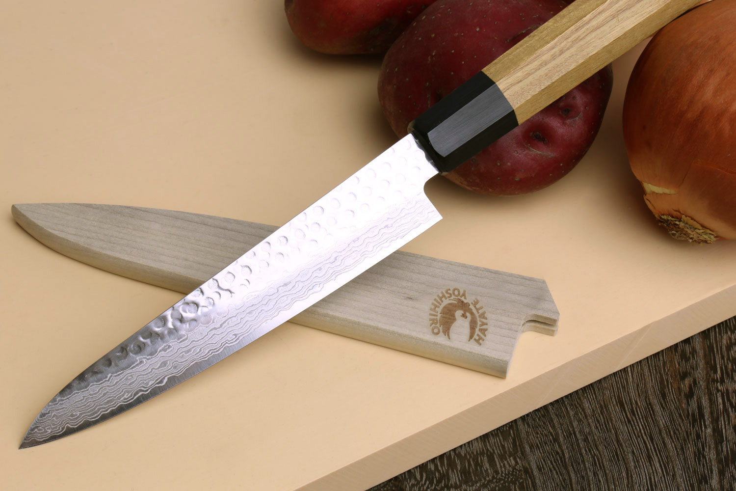 Yoshihiro VG-10 46 Layers Damascus Petty Utility Japanese Chef Knife (6" (150mm)) (Ambrosia Handle)