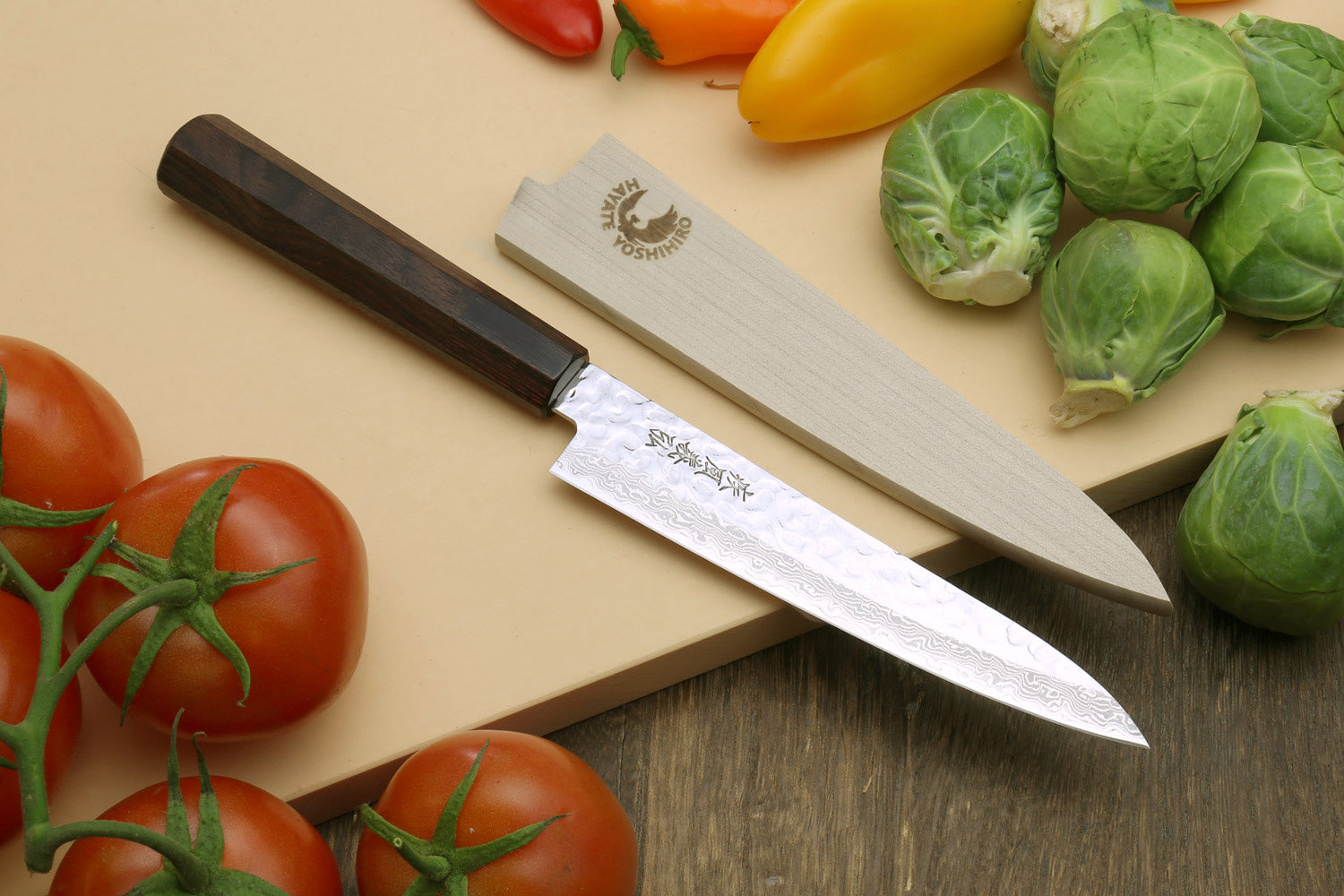 Yoshihiro VG-10 46 Layers Damascus Petty Utility Japanese Chef Knife (6" (150mm)) (Rosewood Handle)