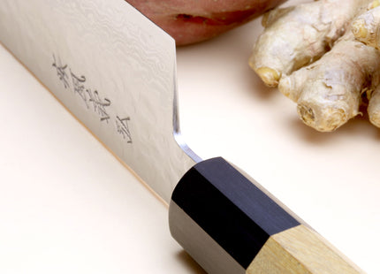 Yoshihiro VG-10 46 Layers Hammered Damascus Gyuto Japanese Chefs Knife (Octagonal Ambrosia Handle)